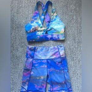 Colorful Tie-Dye Sports Bra and Shorts Set: Fabletics